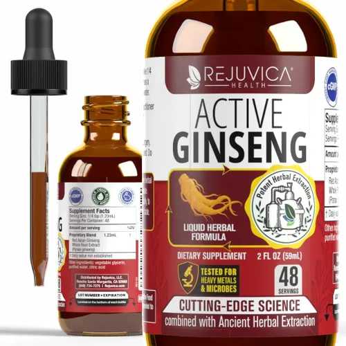 Ginseng activo Panax rojo coreano con Ginsenósidos naturales - Solución líquida avanzada totalmente natural para una absorción 2 veces mayor - Apoya