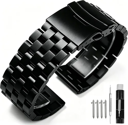 Miniatura 16 de Correas de reloj de metal cepillado para hombres y mujeres, correa de reloj de acero inoxidable sólido 18/20/22/24/26mm, correa de reloj de pulsera