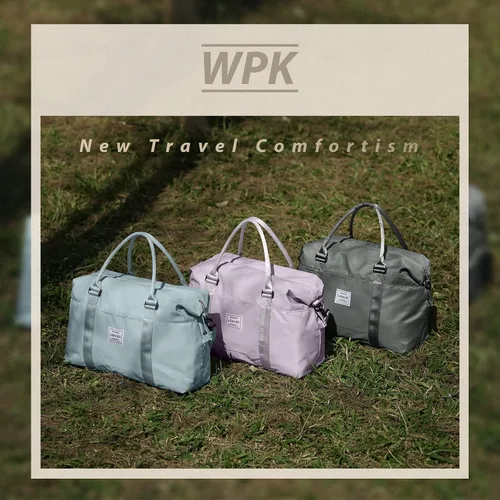 Miniatura 3 de Bolsa de gimnasio para mujer con compartimento para zapatos, bolsa de lona de viaje, bolsa de deporte para gimnasio, F5-Púrpura Claro, Bolsa de viaje