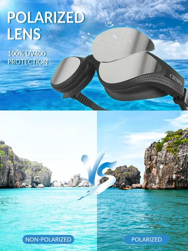 Miniatura 5 de Cienfy Gafas de natación unisex para adultos, polarizadas, para hombres y mujeres, antivaho a prueba de fugas, visión clara bajo el agua