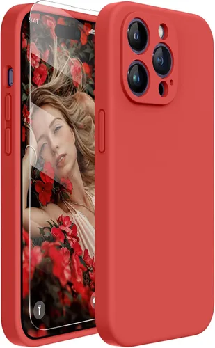 Miniatura 94 de Miracase Funda diseñada para iPhone 13, con protector de pantalla de vidrio templado, forro de microfibra suave antiarañazos, funda de goma