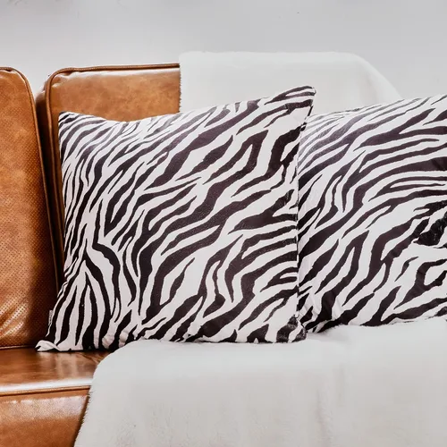 Miniatura 5 de MERRYLIFE Paquete de 4 fundas de almohada suaves de 18 x 18 pulgadas, fundas de almohada cuadradas decorativas de terciopelo con estampado de cebra