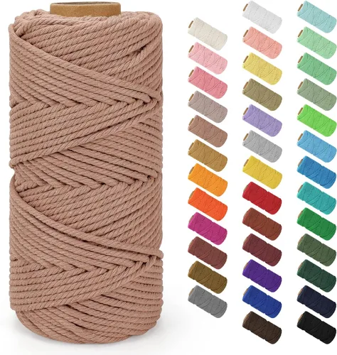 Miniatura 135 de Cordón de macramé de 0.079 in x 380 yardas (1140 pies), cuerda de algodón natural para colgar en la pared, ganchos de plantas, manualidades, Beige
