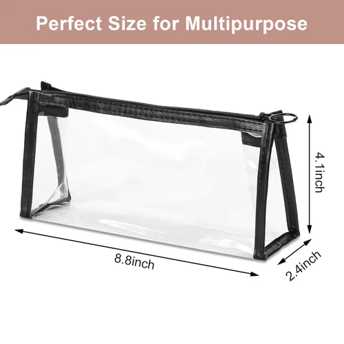 Miniatura 2 de Etercycle Bolsa de aseo aprobada por la TSA, bolsas transparentes con cremallera para viajar, bolsas de maquillaje transparentes Samll bolsa de Negro