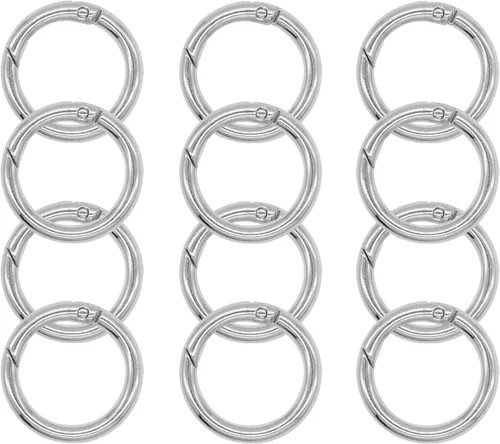 Miniatura 13 de Anillo redondo de metal con resorte o mosquetón, hebilla de gatillo con clip a presión, anillo de accesorios de bricolaje para llaveros, bolsos