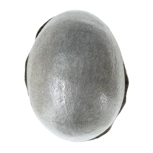 Miniatura 2 de HAIR NATURE Toupee para hombres piezas de cabello humano, sistema de reemplazo de cabello, 0.001 in piel ultrafina en V, unidades de cabello castaño