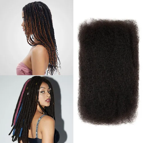 Miniatura 19 de FASHION IDOL Afro Kinkys - Cabello humano a granel para extensiones de rastas, reparación de Loc, trenzado, giro apretado, cabello humano afro