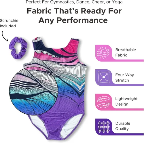 Miniatura 34 de Destira Premium Closed Back Gymnastics Leotards for Girls - Snug Performance Fit (Size Up for Comfort), GIRLS/CHILD Sizes