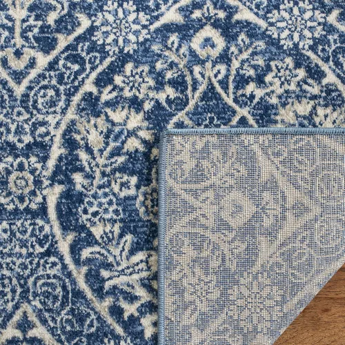 Miniatura 8 de SAFAVIEH Brentwood Collection Alfombra - 5'3" x 7'6", azul marino y gris claro, diseño floral damascado de estilo Ogee, sin desprendimiento