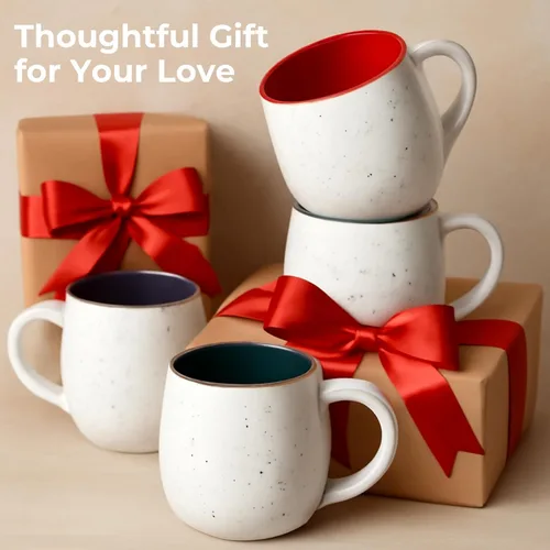 Miniatura 4 de LIFVER Juego de 4 tazas de café de 20 onzas, tazas de café grandes de cerámica con asas para café, té, cacao caliente, tazas de expreso, regalos