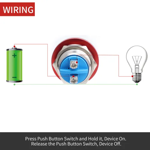 Miniatura 6 de APIELE Interruptor de botón de cabeza de hongo de 19 mm botón de presión momentáneo IP65 impermeable 12V 24V 36V CC 110V 250V CA 5A SPST