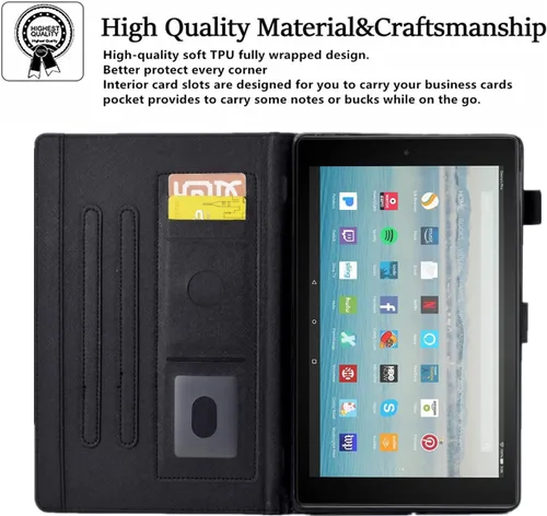 Miniatura 6 de Funda para tablet Fire HD 8 (8ª/7ª/6ª generación, versión 2018/2017/2016), funda protectora de piel sintética con función atril y encendido Flores