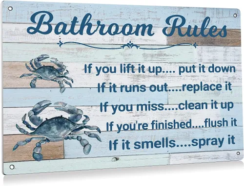 Miniatura 12 de BEASTZHENG Divertido letrero de metal con texto en inglés "Decir" para baño, decoración de pared, decoración del hogar, decoración del hogar