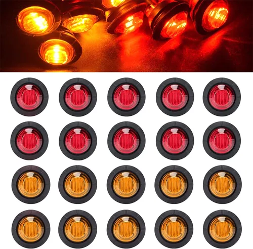 Miniatura 13 de FXC Luces LED de señalización de 3/4" redondas, indicadores de advertencia, luces laterales, frontales y traseras, luces de giro, cola y marcha