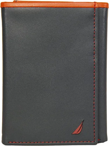 Miniatura 64 de Nautica Men's Trifold Wallet RFID Blocking Protection ID Window Card Slots Genuine Leather Durable