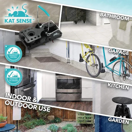 Miniatura 5 de Kat Sense Juego de 6 trampas grandes para ratas, diseño de barra de acero inoxidable, trampa humana para uso en interiores y exteriores, atrapa
