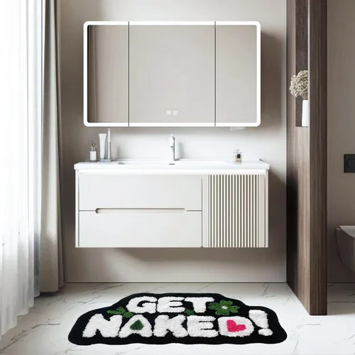Miniatura 7 de Get Naked - Alfombra de baño negra – Divertida alfombra de baño antideslizante de felpa, 20 x 40 pulgadas, microfibra absorbente de secado rápido