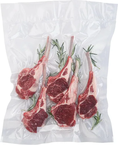 Miniatura 7 de FoodSaver Bolsas selladoras al vacío de ajuste personalizado, almacenamiento hermético de alimentos y rollos Sous Vide, sin BPA, 11 x 16 pies