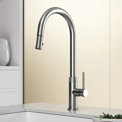 Miniatura 2 de VIGO Bristol VG02033ST - Grifo de cocina con pulverizador desplegable de una sola manija de 19 pulgadas de alto Acero inoxidable