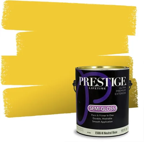 Miniatura 176 de PRESTIGE Pinturas Pintura Exterior e Imprimación En Uno, 1 Galón, Satinado, Pareja Comparable de Benjamin Moore* Amarillo* 320BM-PCM