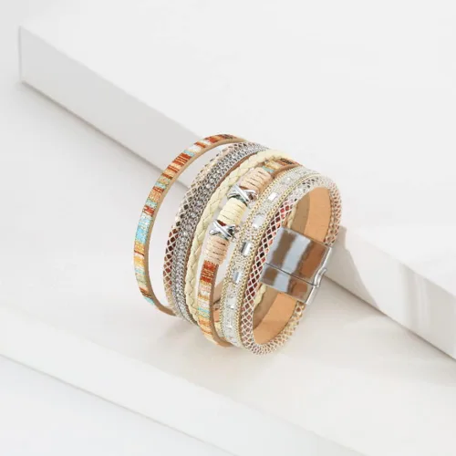Miniatura 5 de Pulsera multicapa de cuero Pulsera de señoras cierre de mujer