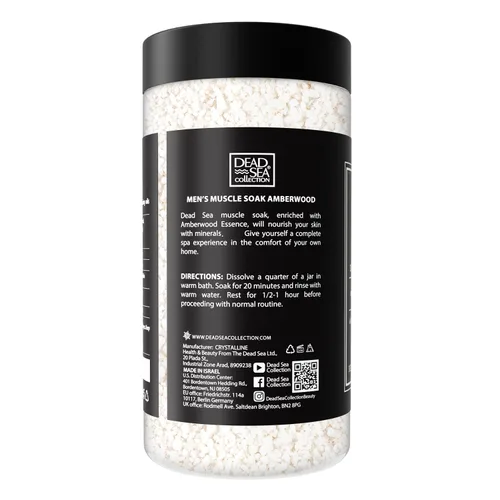 Miniatura 6 de Dead Sea Collection Sales de baño para hombres con aceite de madera de ámbar – baño de recuperación muscular – Sal pura del mar muerto para hombre