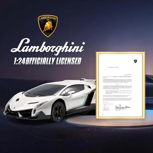 Miniatura 8 de QUN XING Coche de control remoto 1:24 oficialmente licenciado Lambo veneno RC Drift Car con luces LED 2.4GHz 4WD 15KM/H de alta velocidad, batería