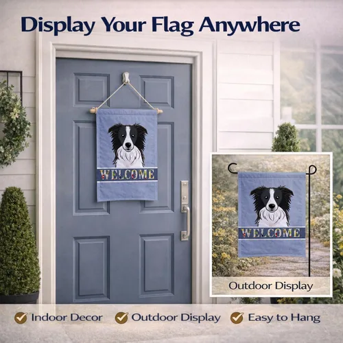 Miniatura 8 de Caroline's Treasures BB1427GF Border Collie - Bandera de bienvenida para jardín, bandera azul para buzón, bandera decorativa para patio exterior