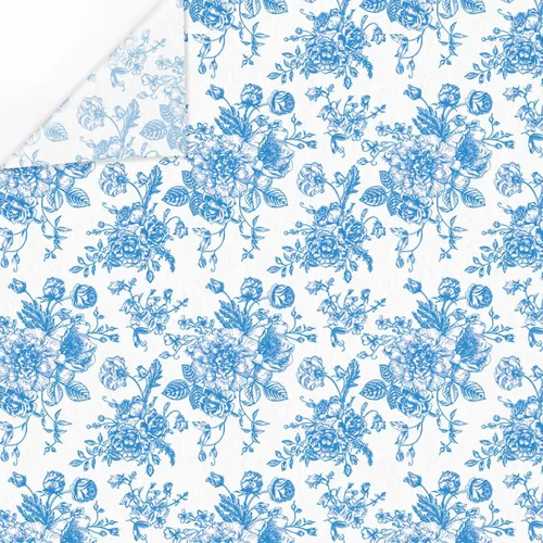 AnyDesign 100 hojas de papel de seda floral azul chinoiserie papel de regalo vintage azul blanco papel de embalaje de flores de bricolaje para baby