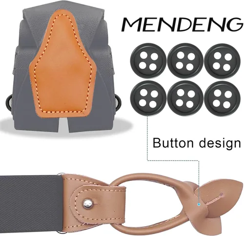 Miniatura 3 de MENDENG Tirantes de gancho giratorio de bronce vintage con 4 tirantes ajustables para hombre