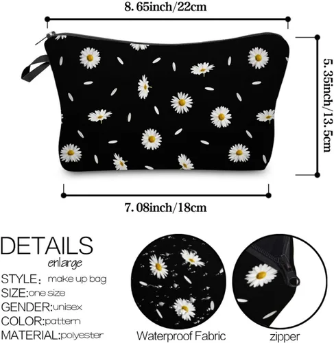 Miniatura 7 de Deanfun - Bolsa de maquillaje para mujer, organizador de maquillaje de poliéster duradero, bolsa de viaje impermeable y espaciosa, accesorios, 52366