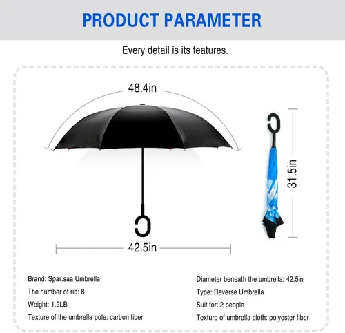 Miniatura 199 de SIEPASA Paraguas invertido invertido de 49/56 pulgadas, doble toldo extra grande, ventilado, resistente al viento, impermeable, paraguas de golf