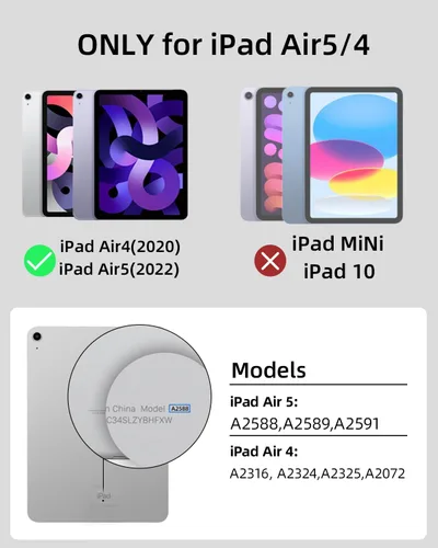 Miniatura 2 de Funda Magnética para iPad Air de 5ª Generación 2022 / Funda para iPad Air 4ª 2020 de Doble Capa con Folio Magnético, Ángulos Múltiples y Soporte