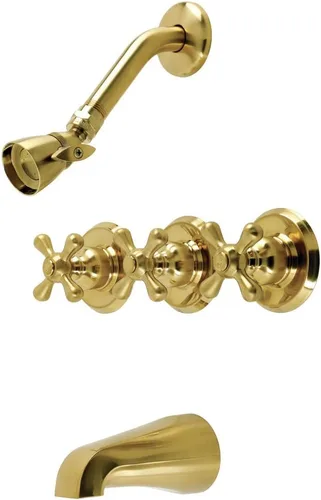 Miniatura 9 de Kingston KB231AX - Llaves de agua para tina y regadera con manivela de 3 cruces Cromo pulido