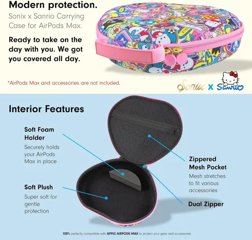 Miniatura 4 de Sonix x Sanrio - Funda protectora para auriculares Apple AirPods Max Funda de transporte de viaje, bolsa de almacenamiento portátil, compatible