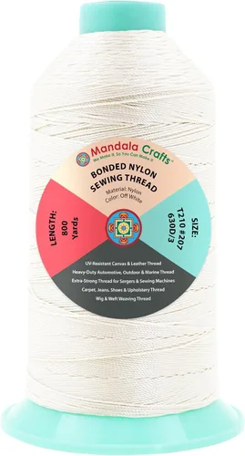 Miniatura 121 de Mandala Crafts - Hilo de nailon para coser cuero, tapicería, mezclilla y para trenzar el pelo; resistente, 1500 yardas, tamaño 69 T70 Marrón