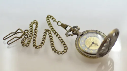Miniatura 2 de CoolRings - Reloj de bolsillo anatómico con forma de corazón, estilo antiguo, tono bronce con cadena para hombre o mujer