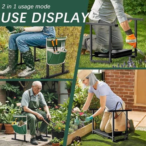Miniatura 4 de Asiento para Rodilleras de Jardín, Diseño Estable y Antideslizante de 10.2" de Ancho Asiento para Rodilleras de Jardín con Asas, Taburete