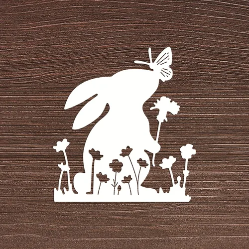 Miniatura 3 de Troqueles de metal de conejo de Pascua, lindo conejo beso, mariposa, marco de animales, plantillas de manualidades, tarjetas de corte, troqueles