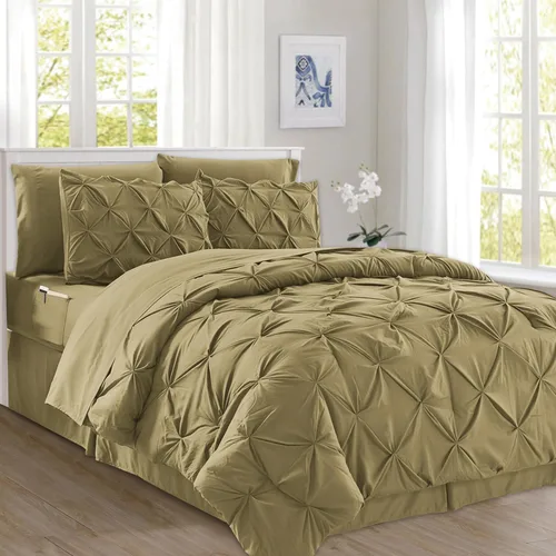 Miniatura 15 de Elegant Comfort Juego de edredón con pliegues pinzados de 8 piezas - Cama completa en una bolsa para todas las estaciones, incluye juego de sábanas