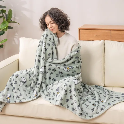 Miniatura 3 de Manta de lana Berkshire Blanket Peanuts® VelvetLoft® Caracteres lindos de Snoopy, manta de felpa de Peanuts Snoopy y Woodstock con nuevas flores