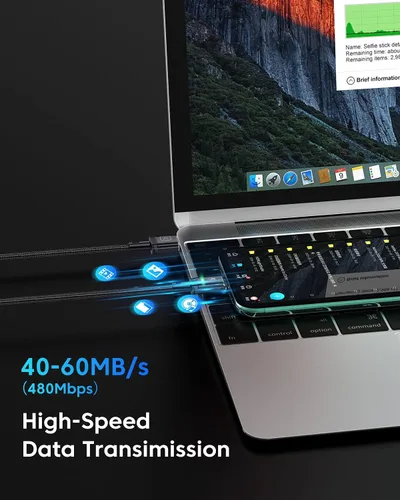 Miniatura 3 de Kuulaa Paquete de 3 cables de carga magnéticos, cable Lightning magnético, cargador de teléfono magnético de 3 A, carga rápida con puntas de carga 3
