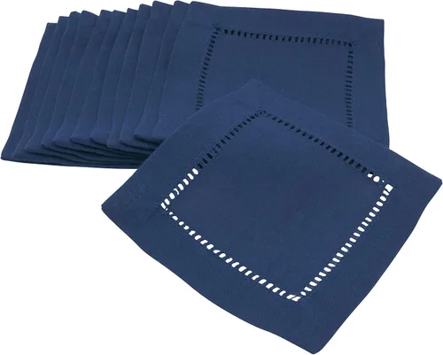 Miniatura 67 de SARO LIFESTYLE Servilleta de cóctel con borde cosido (juego de 12), negro, 6"x6