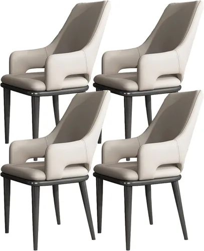 Miniatura 10 de Sillas de comedor con brazos Juego moderno de 6, Silla auxiliar de cocina, Sillas laterales tapizadas de comedor, Sillas de comedor de cuero, Silla