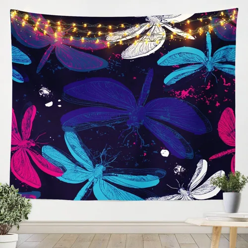 Miniatura 7 de Feelyou Tapiz para colgar en la pared de flores de cerezo para niñas, tapiz de grúa de estilo japonés amarillo y rojo, manta de pared
