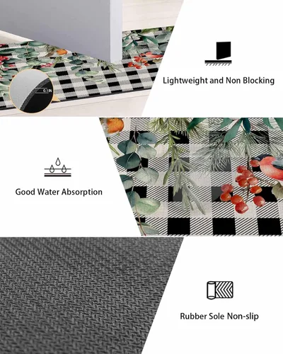 Miniatura 3 de Tapete de baño de eucalipto, antideslizante, de secado rápido y absorbente, de tierra de diatomeas, fregadero, dormitorio, cocina, lavable