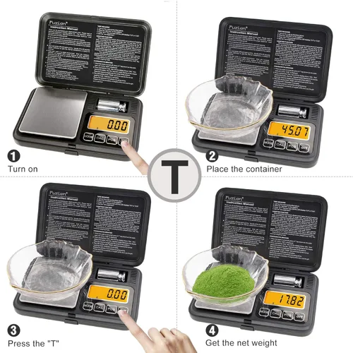 Miniatura 5 de Báscula de bolsillo digital de Fuzion 7.05 oz/0.00 oz, báscula de gramos con pantalla LCD, tara y PCS, báscula digital mini con peso de calibración