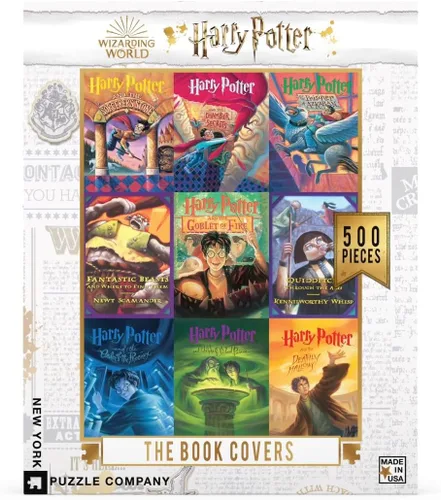 Miniatura 3 de New York Puzzle Company - Collage de portada de libro de Harry Potter - Rompecabezas de 500 piezas para noches de juego familiares por Mary GrandPré