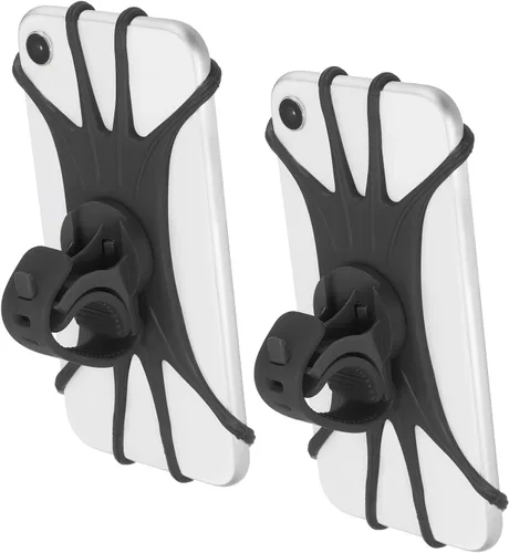 PATIKIL 2 soportes de teléfono para bicicleta, rotación de 360°, de silicona, para teléfonos de 3 a 6.5 pulgadas, soporte de teléfono ajustable para