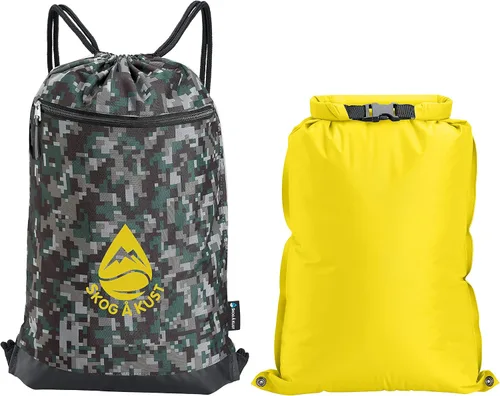 Miniatura 10 de Skog Å Kust GymSak - Bolsa de cincha con cordón 2 en 1 con bolsa seca impermeable extraíble